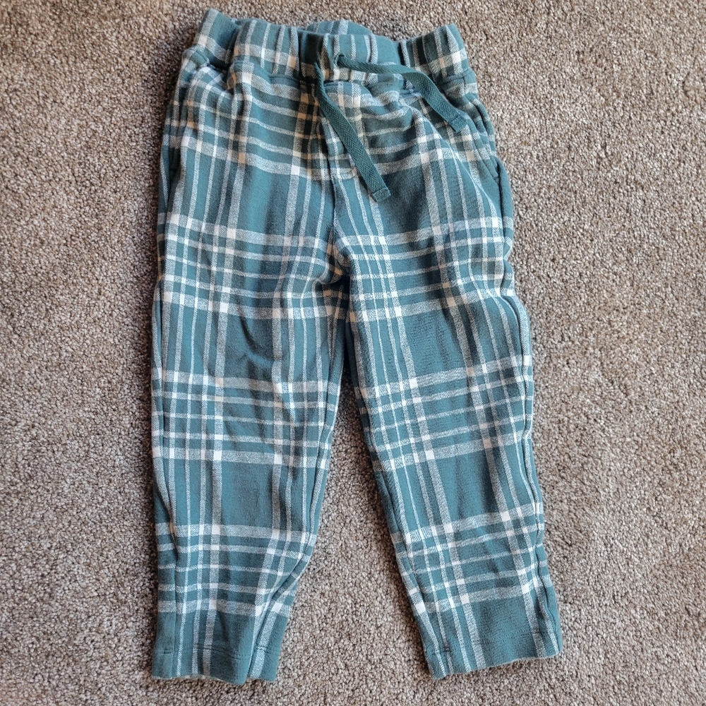 Hanna Andersson Green Plaid Knit Sweatpants Size 4
